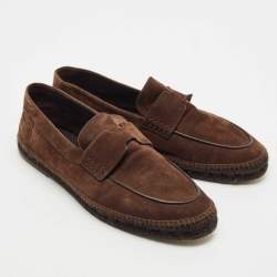 Hermes Brown Suede Trip Espadrille Flats Size 43