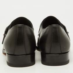Hermes Black Leather Denis Monk Strap Shoes Size 40