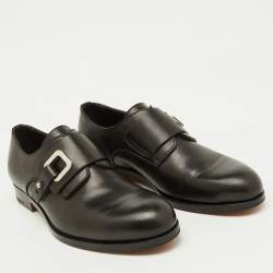 Hermes Black Leather Denis Monk Strap Shoes Size 40
