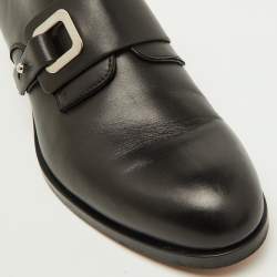 Hermes Black Leather Denis Monk Strap Shoes Size 40