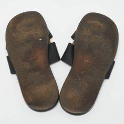 Hermes Black Leather Izmir Flat Sandals Size 43
