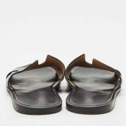 Pre Owned Hermes Black Leather Izmir Sandals Size 43