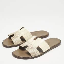 Hermes Himalaya Blanc Crocodile Izmir Sandals Size 42