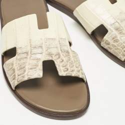 Hermes Himalaya Blanc Crocodile Izmir Sandals Size 42