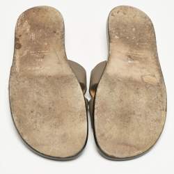 Hermes Brown Leather Izmir Flat Slide Sandals Size 43.5