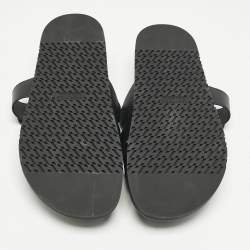Hermes Black Leather Chypre Sandals Size 45.5