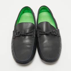 Hermes Navy Blue Leather Alessandro Loafers Size 41