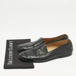 Hermes Black Leather Slip On Loafers Size 43