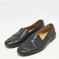 Hermes Black Leather Slip On Loafers Size 43