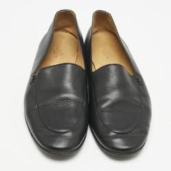 Hermes Black Leather Slip On Loafers Size 43