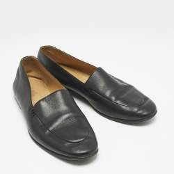Hermes Black Leather Slip On Loafers Size 43