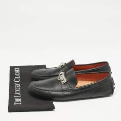 Hermes Black Leather Irving Loafers Size 42.5