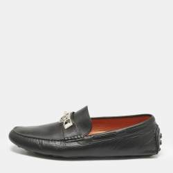 Hermes Black Leather Irving Loafers Size 42.5