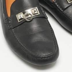 Hermes Black Leather Irving Loafers Size 42.5