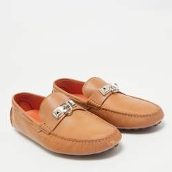 Hermes Brown Leather Irving Loafer Size 42.5