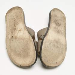 Hermes Brown Leather Izmir Flat Slides Size 40