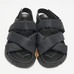 Hermes Black Fabric and Leather Electric Sandals Size 42