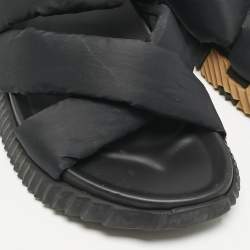 Hermes Black Fabric and Leather Electric Sandals Size 42
