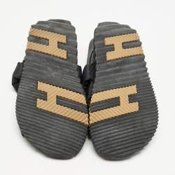 Hermes Black Fabric and Leather Electric Sandals Size 42