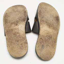Hermes Black Leather Izmir Slide Sandals Size 40