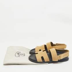 Hermes Beige Suede Genius Slingback Sandals Size 40