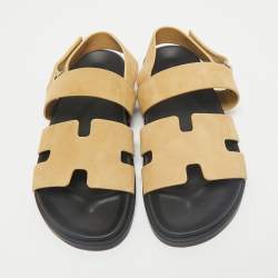 Hermes Beige Suede Genius Slingback Sandals Size 40