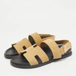 Hermes Beige Suede Genius Slingback Sandals Size 40