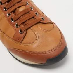 Hermes Brown Leather Trail Lace Up Sneakers Size 41.5