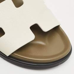 Hermès Off White Leather Chypre Sandals Size 43