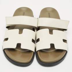 Hermès Off White Leather Chypre Sandals Size 43