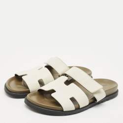 Hermès Off White Leather Chypre Sandals Size 43
