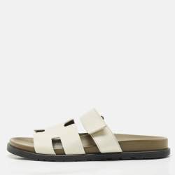 Hermès Off White Leather Chypre Sandals Size 43