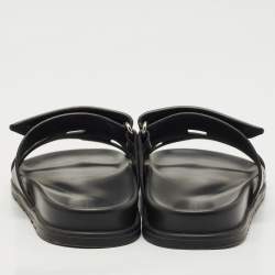 Hermes Black Leather Chypre Sandals Size 37