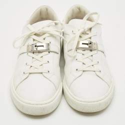 Hermes White Leather Day Low Top Sneakers Size 44