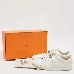 Hermes White Leather Day Low Top Sneakers Size 44