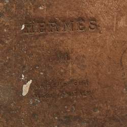 Hermes Brown Leather Izmir Flat Slides Size 44