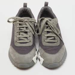 Hermes Grey Mesh and Suede Bouncing Low Top Sneakers Size 42.5