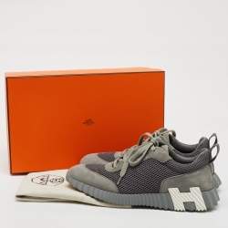 Hermes Grey Mesh and Suede Bouncing Low Top Sneakers Size 42.5
