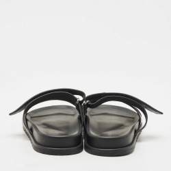 Hermes Grey Leather Chypre Flat Sandals Size 43.5
