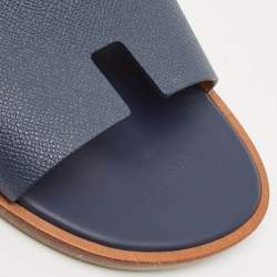 Hermes Brown Leather Izmir Slide Sandals Size 44