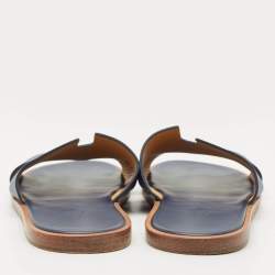 Hermes Brown Leather Izmir Slide Sandals Size 44