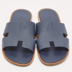 Hermes Brown Leather Izmir Slide Sandals Size 44