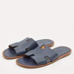 Hermes Brown Leather Izmir Slide Sandals Size 44