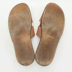 Hermes Beige Leather Izmir Flat Slides Size 41