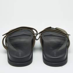 Hermes Brown Leather Chypre Flat Sandals Size 46.5