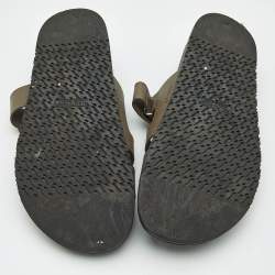 Hermes Brown Leather Chypre Flat Sandals Size 46.5