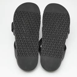 Hermes Black Leather and Fabric Kazimir Sandals Size 45.5