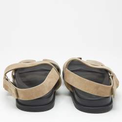 Hermes Beige Suede Genius Flat Sandals Size 44.5