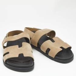 Hermes Beige Suede Genius Flat Sandals Size 44.5