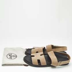 Hermes Beige Suede Genius Flat Sandals Size 44.5